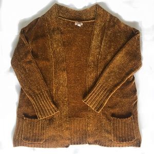 Gold Chenille Long Sleeved Cardigan